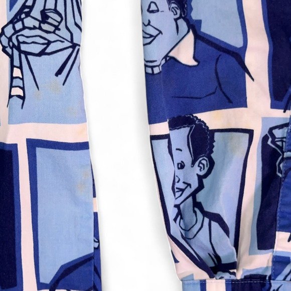 Vintage Platinum Fubu Shirt Adult 3XL Blue Fat Albert Allover 90s Y2K Hip Hop - Picture 12 of 14